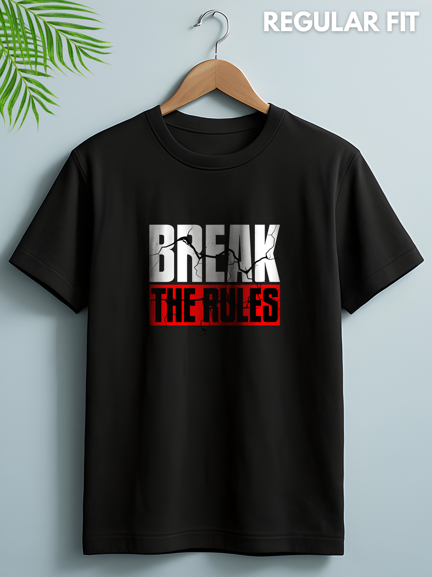 Break The Rule Black Printed Tshirt