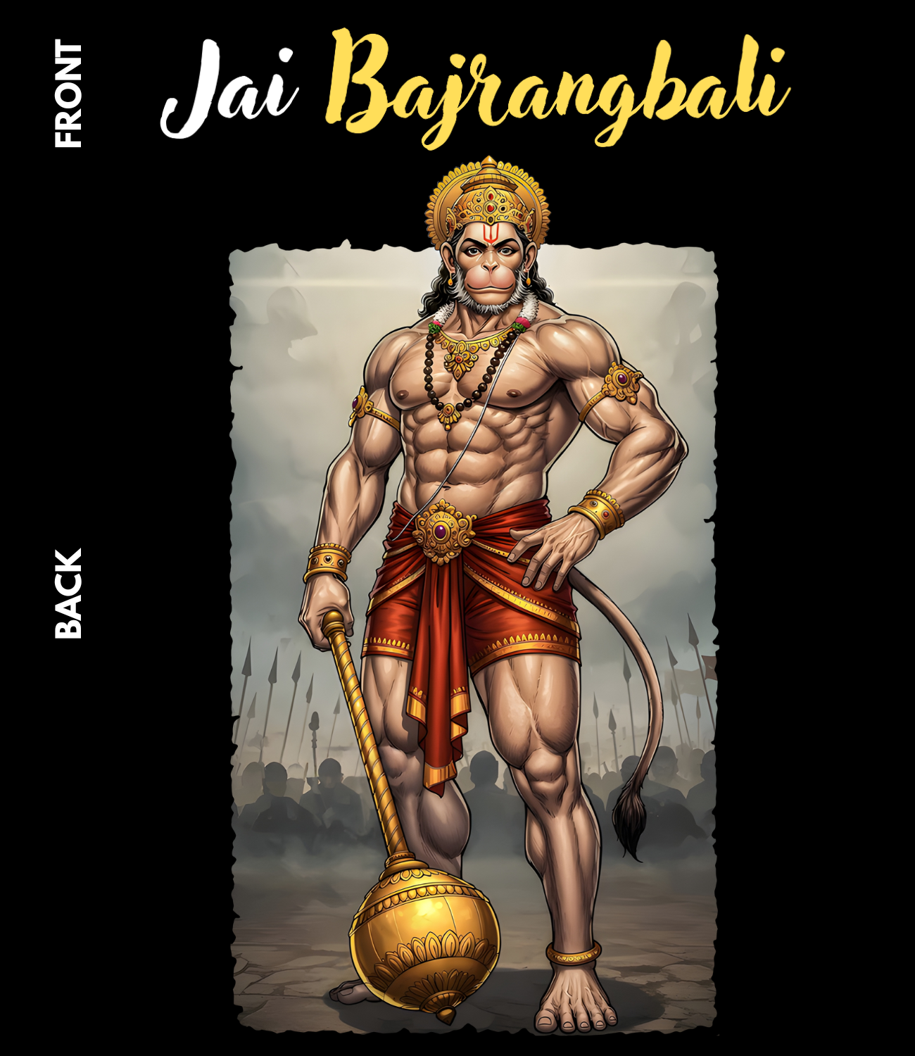 Bajrang Bali Black Oversized Graphic Printed T-shirt