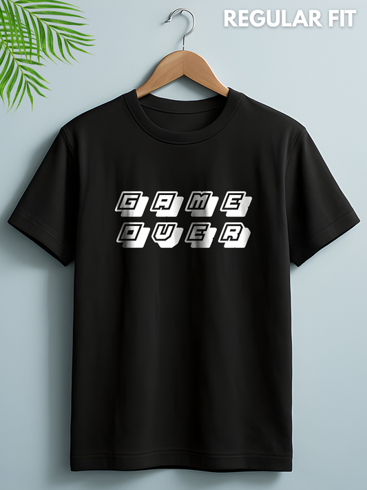 Game Over Black Printed T-shirt