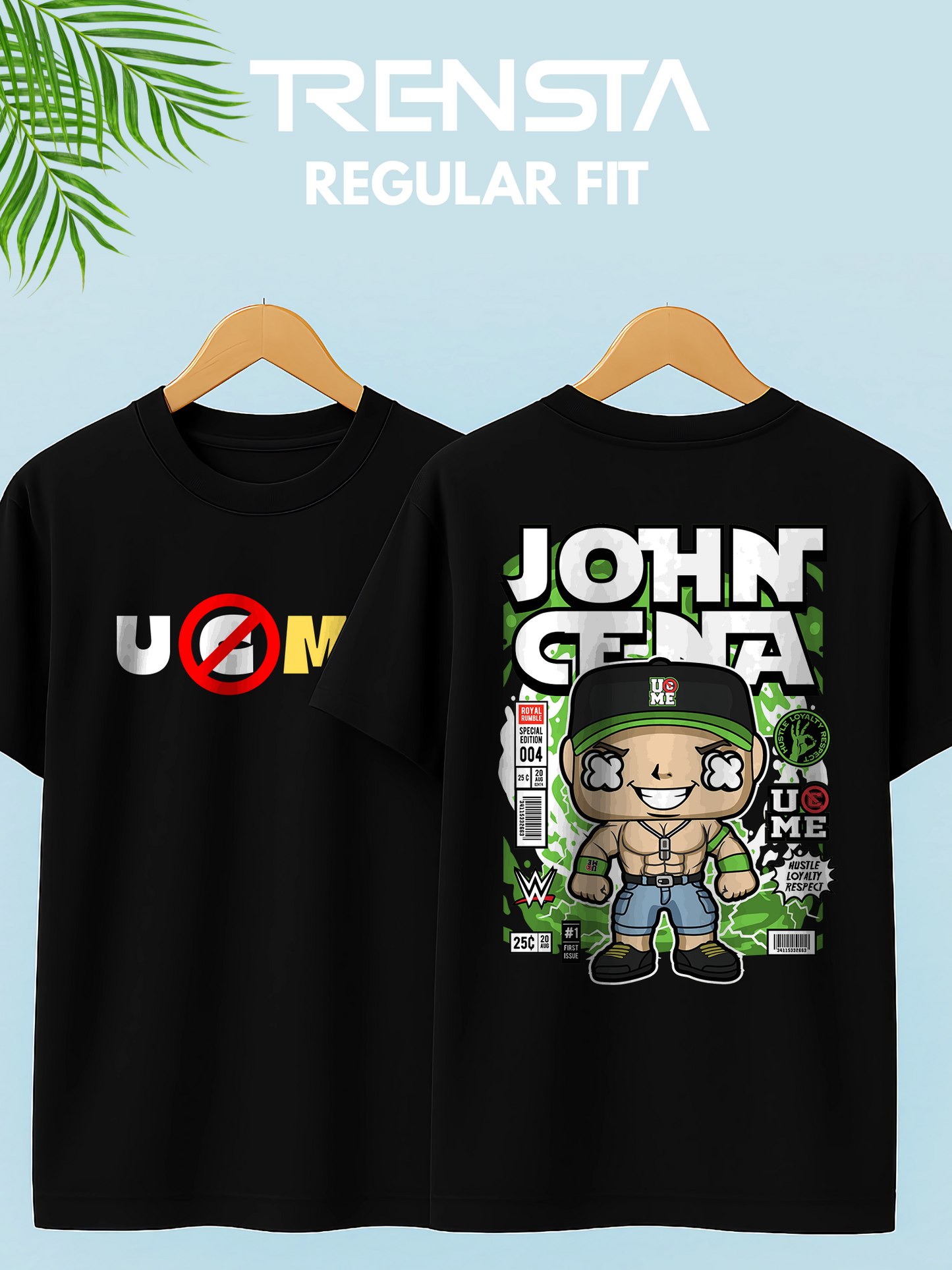 Black Half Sleeve John Cena Graphic Printed T-shirt