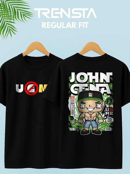 Black Half Sleeve John Cena Graphic Printed T-shirt
