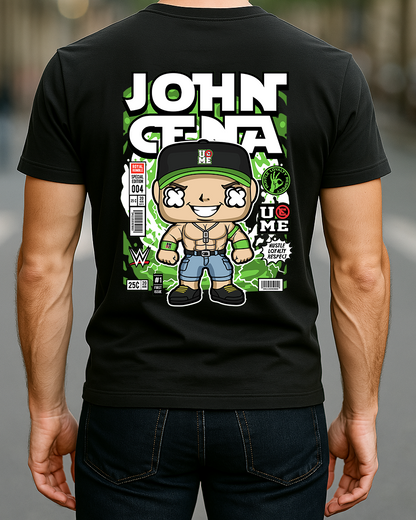 Black Half Sleeve John Cena Graphic Printed T-shirt