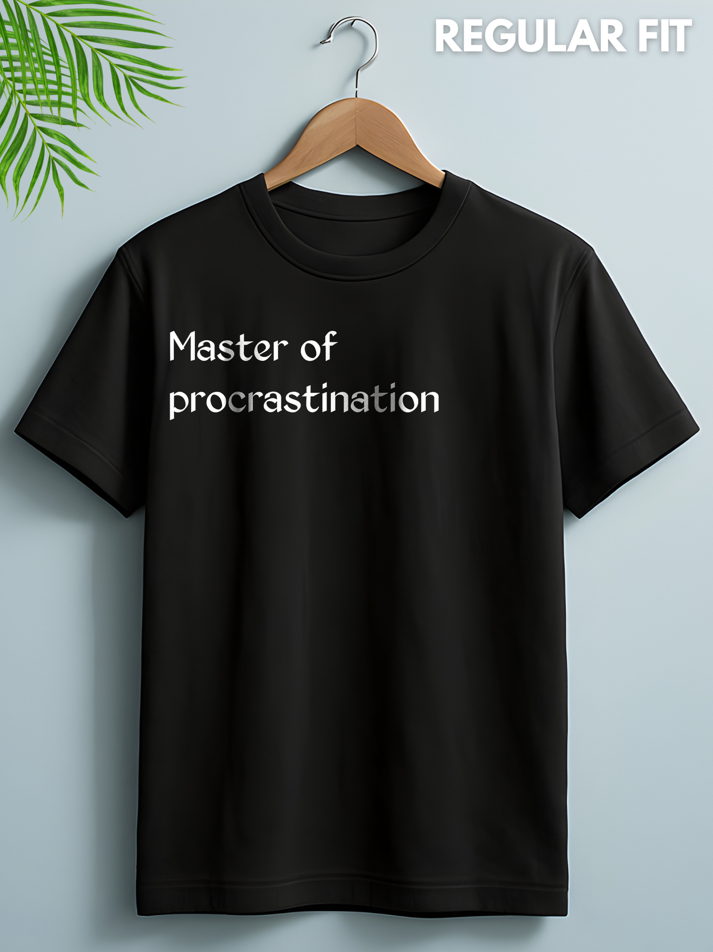 Master Of Procrastination Black Printed T-shirt