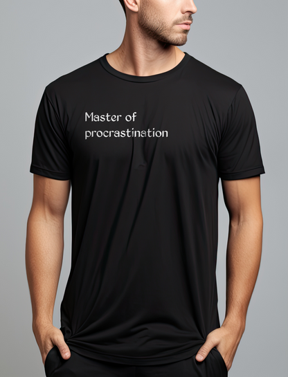 Master Of Procrastination Black Printed T-shirt