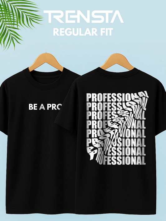 Black Half Sleeve Professional Graphic Printed T-shirt
