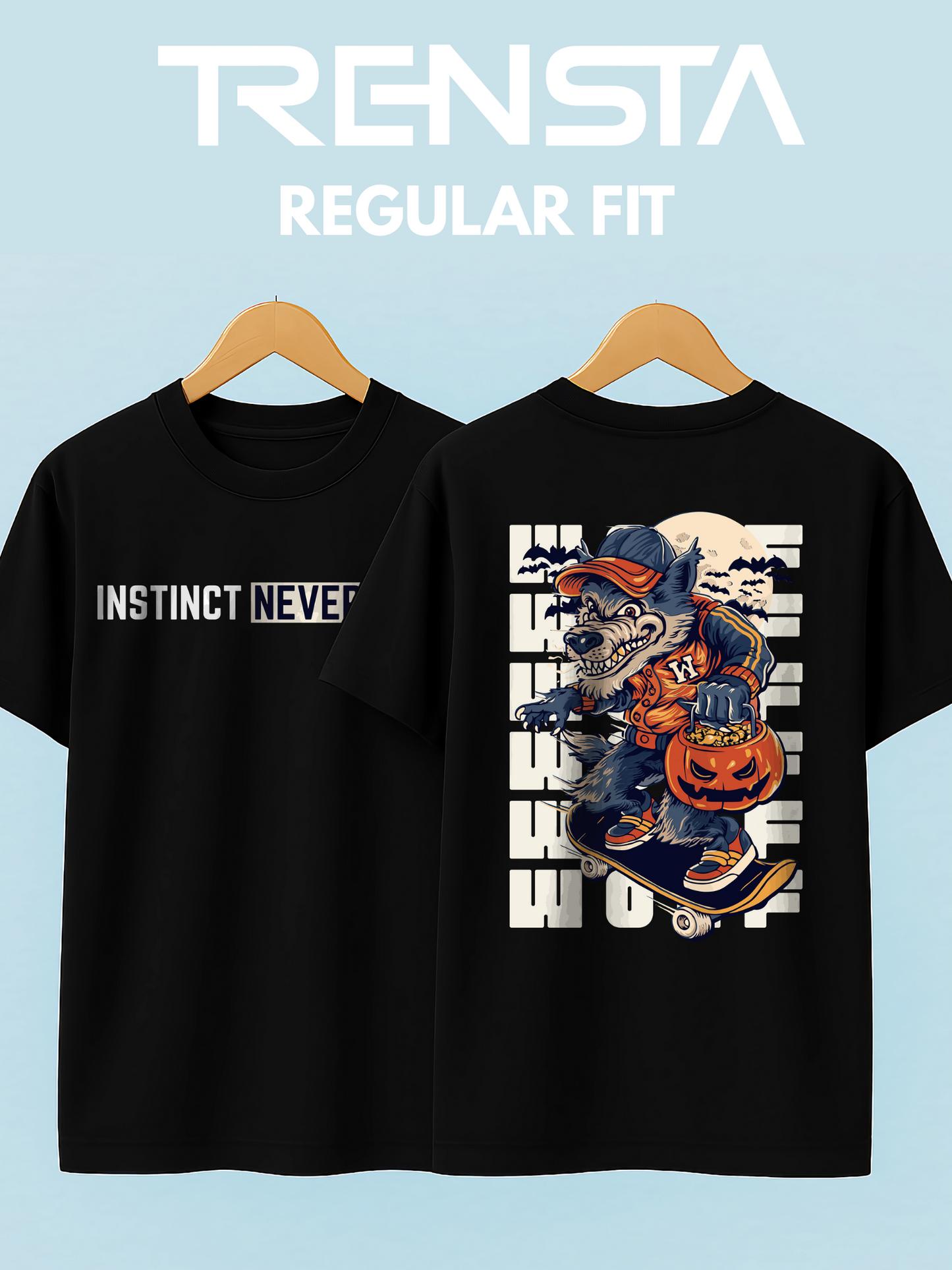 Half Sleeve Wolf Graphic Printed T-shirt