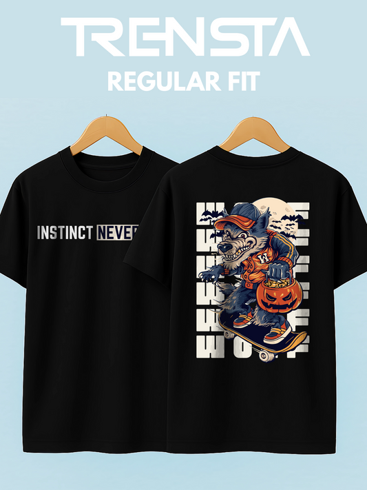 Half Sleeve Wolf Graphic Printed T-shirt