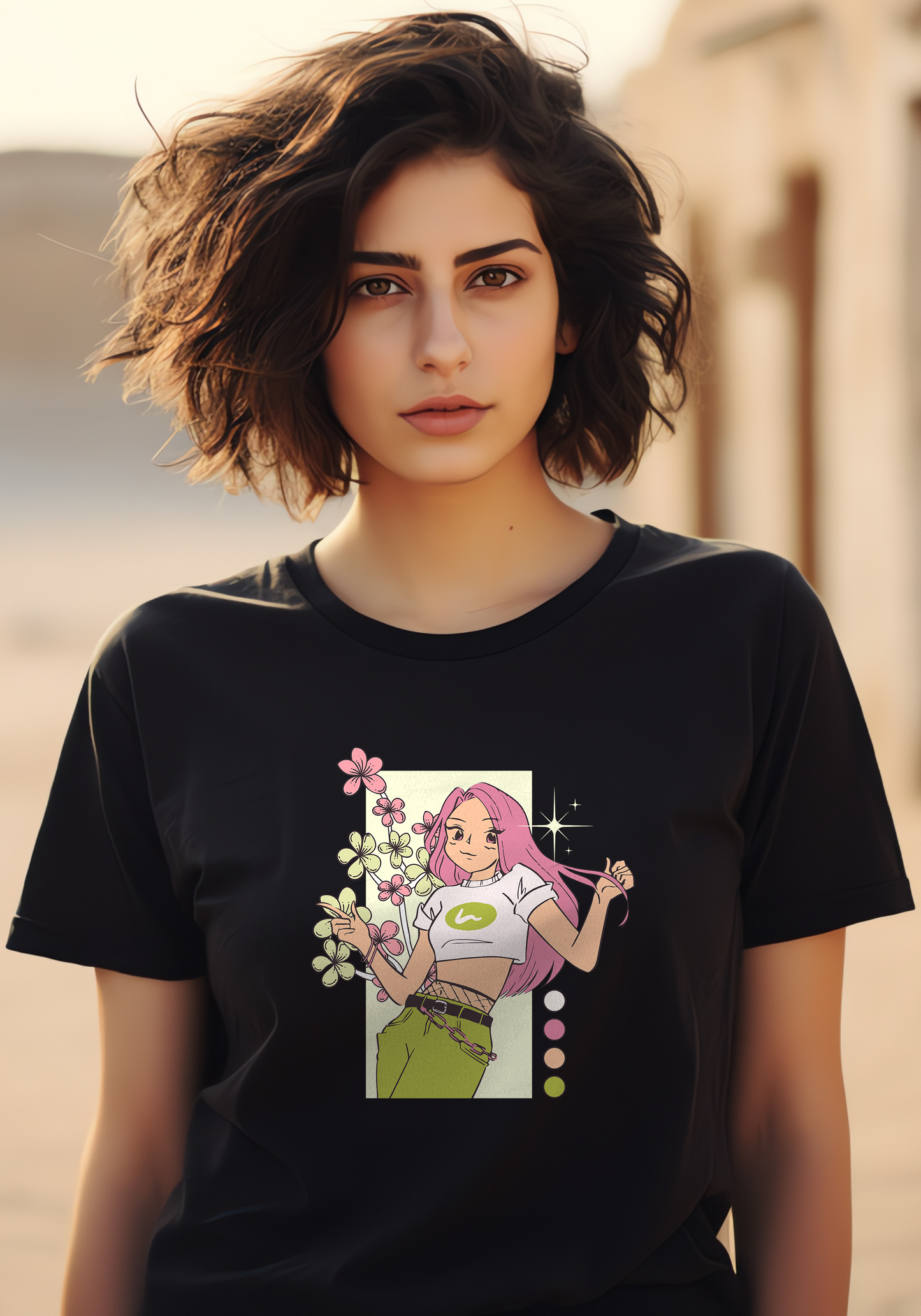 Women's Black Cute Graphic Printed T-shirt