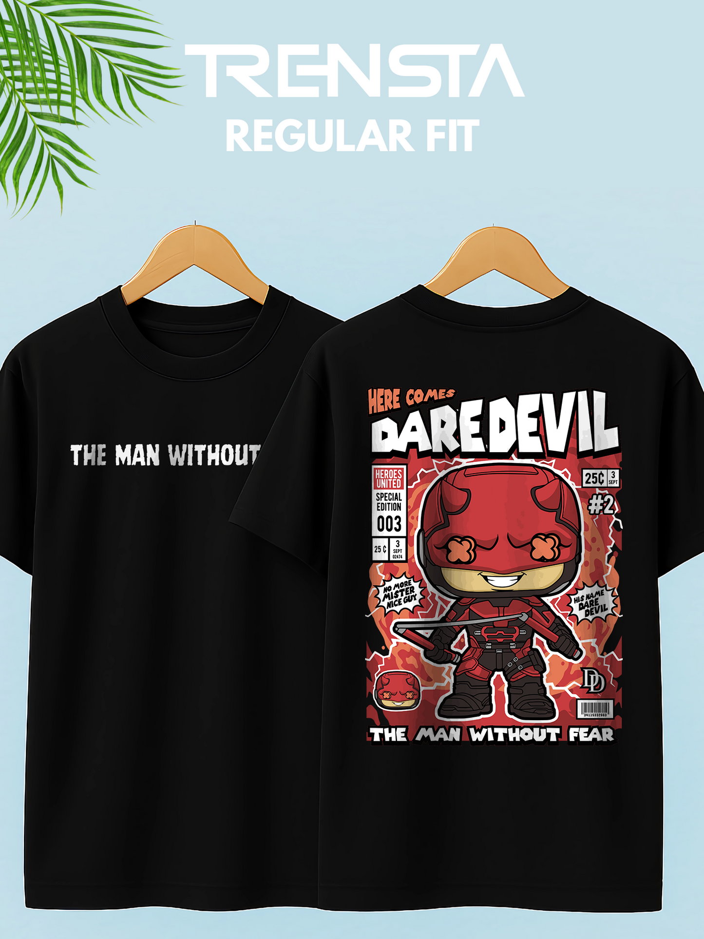 Black Half Sleeve Daredevil Graphic Printed T-shirt