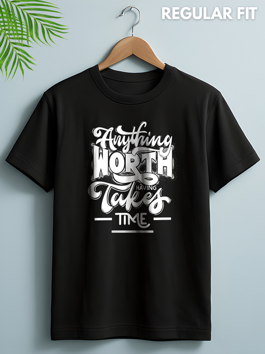 Unisex Typography Black Printed T-shirt