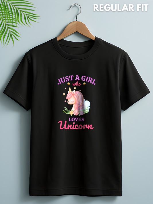 Women's Black Unicorn Graphic Printed Tshirt
