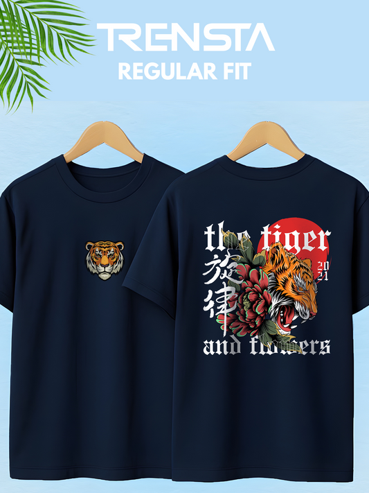 TIGER NAVY BLUE PRINTED TSHIRT