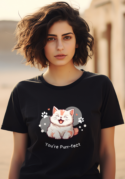 Women's Black Cute Graphic Printed T-shirt