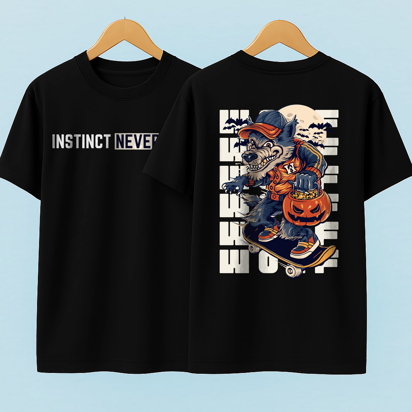 Half Sleeve Wolf Graphic Printed T-shirt